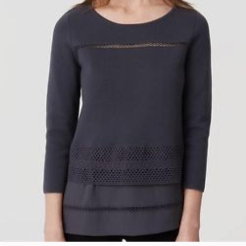 Ann Taylor LOFT  Lacy Mixed Media Sweater.